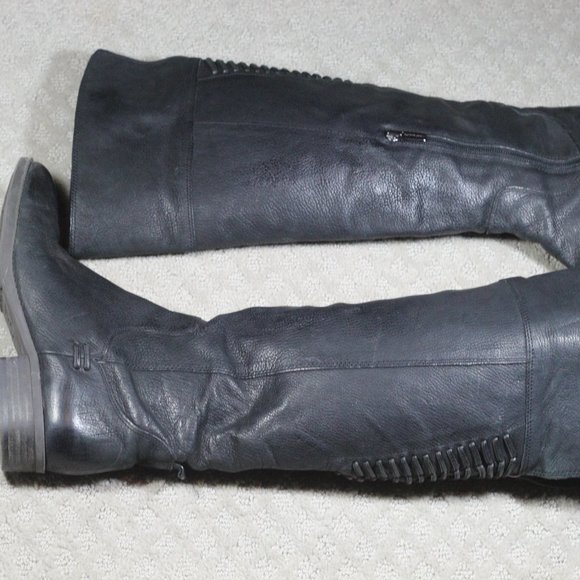 Vince Camuto Size 75 Black Decorative Lacing Riding Boots - Picture 6 of 8